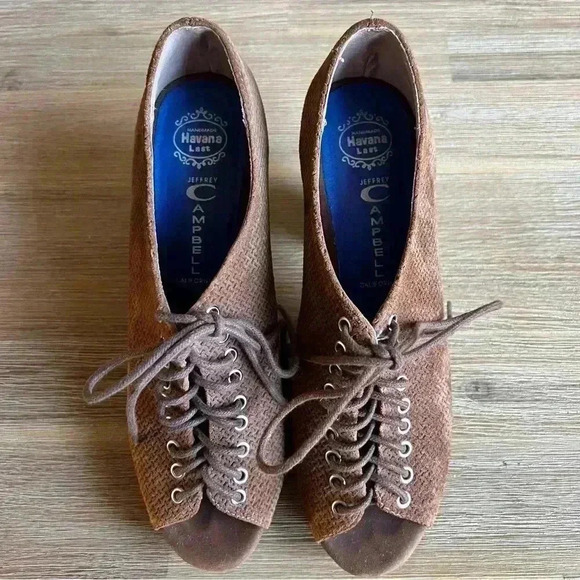 Jeffrey Campbell Anthropology Roosevelt Cone Heel Women’s Size 8 Brown Suede - Picture 7 of 11